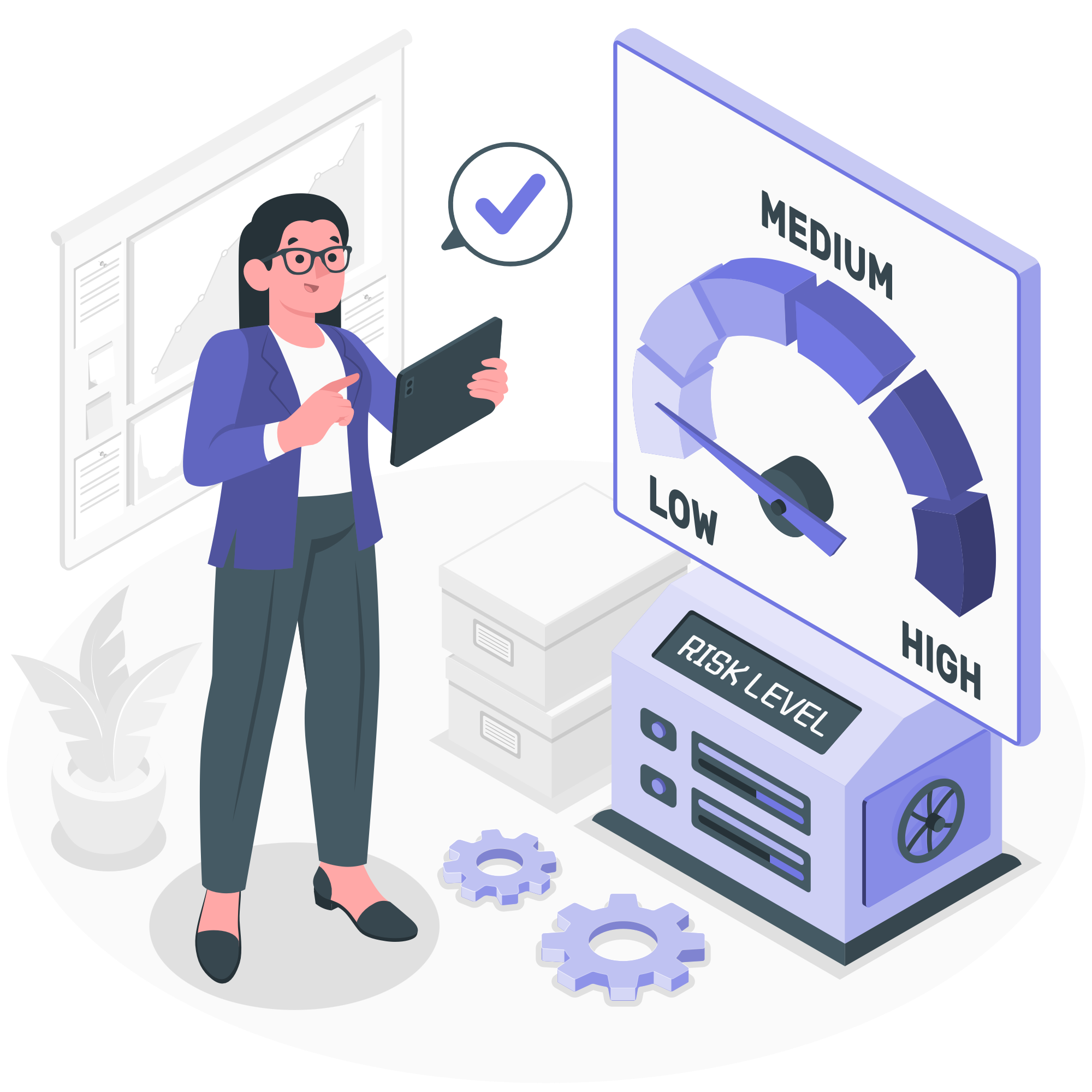 Illustration showing Risk Assessment & Management